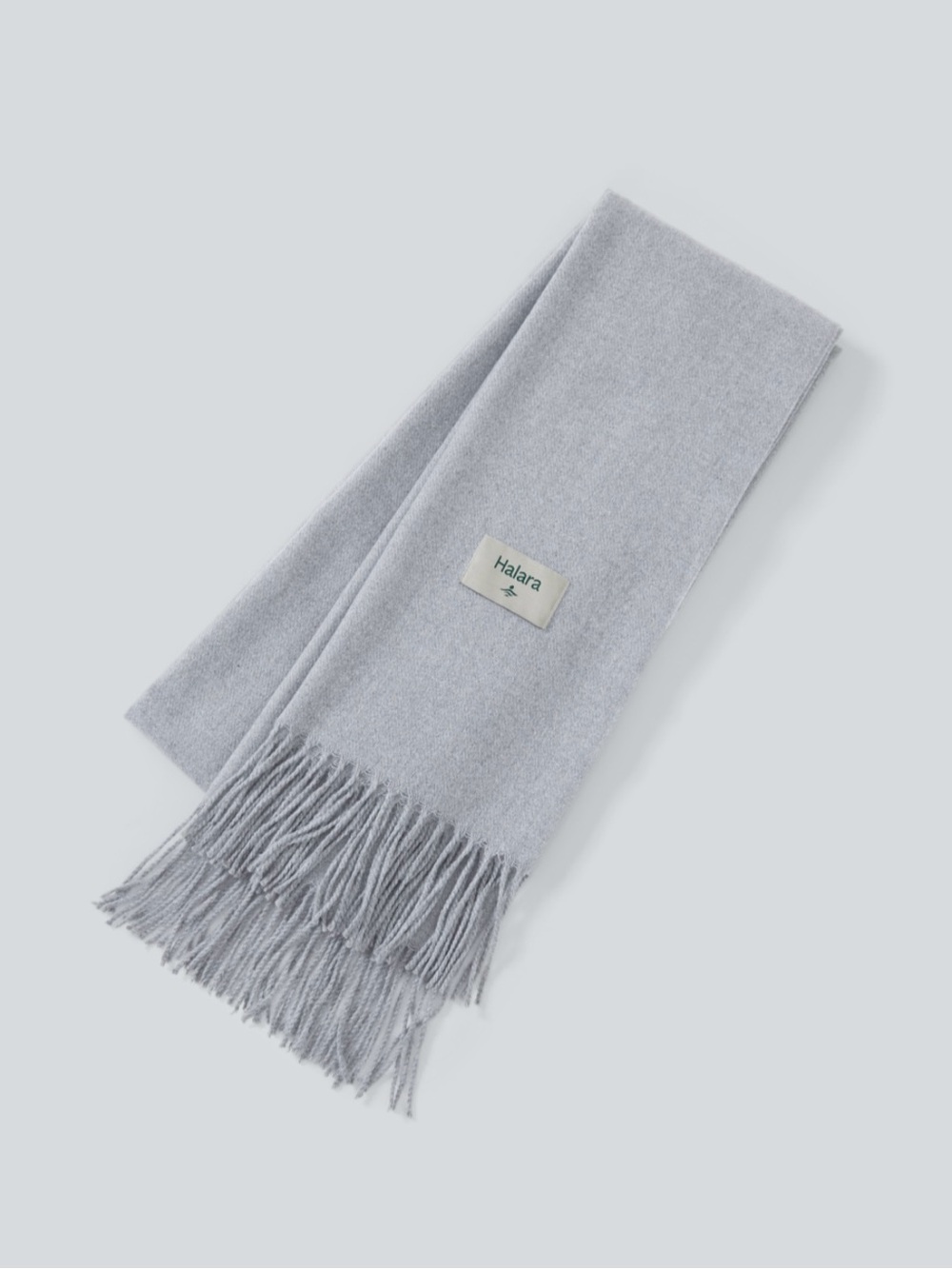 HALARA Gray Fringe Knit Scarf